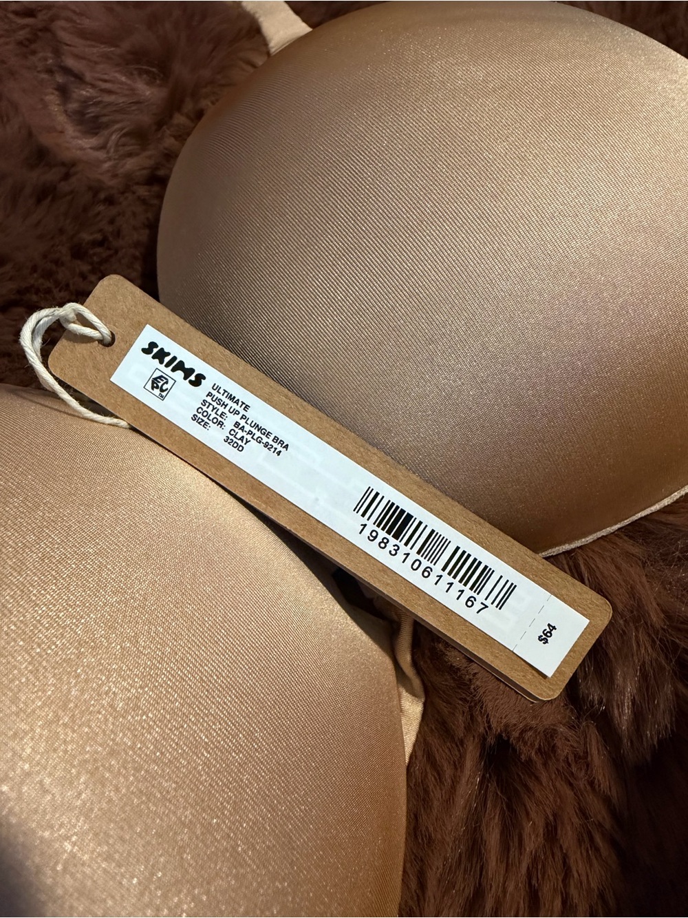 SKIMS Ultimate Teardrop Push-Up Plunge Bra Clay 32DD New With Tags Add Cup Size